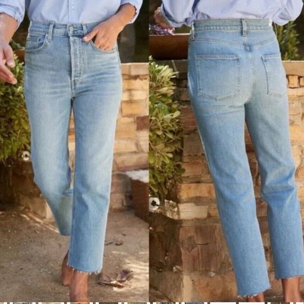 Frank & Eileen Monaghan Mom High Rise Button Fly Raw Hem Jeans Size 29